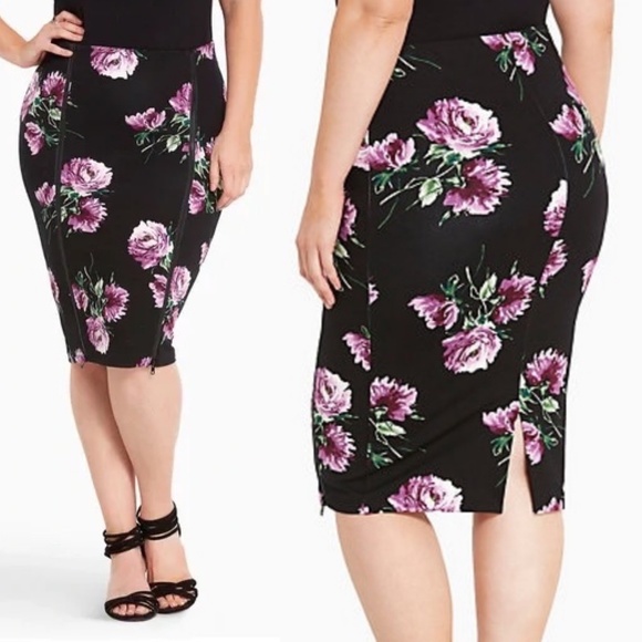 torrid Dresses & Skirts - Torrid Floral Print Double Zip Stretch Pencil Skirt, Size 2X